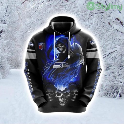 NFL Seattle Seahawks Skull Trendy Fanwear Hoodie 3D All Over Print Product Photo 1