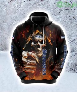 NFL Seattle Seahawks Skull Unite In Team Colors Hoodie 3D All Over Print Product Photo 1