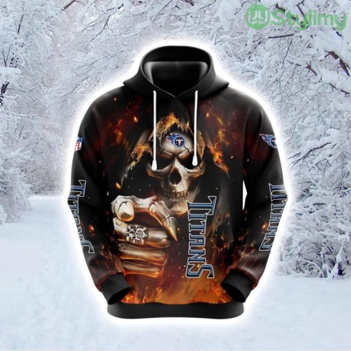 NFL Tennessee Titans Skull Fashionable Game Time Attire Hoodie 3D All Over Print Product Photo 1