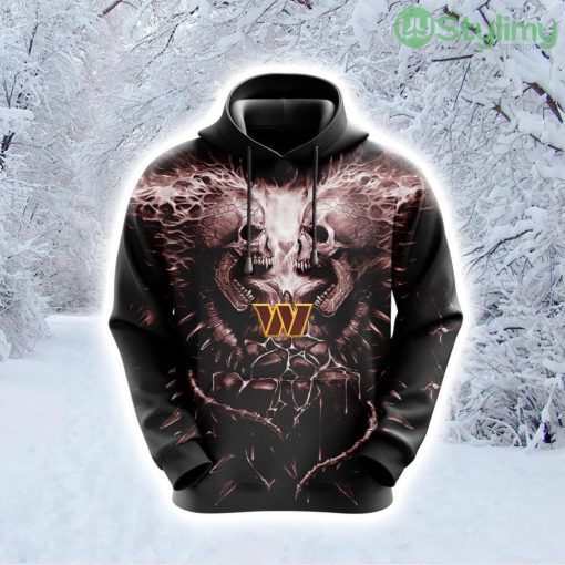 NFL Washington Commanders Skull Unleash Your Fandom Hoodie 3D All Over Print Product Photo 1