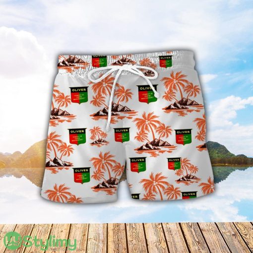Oliver Tractor Orange Coconut Pattern Combo 3D Hawaiian Shirt And Shorts Product Photo 2