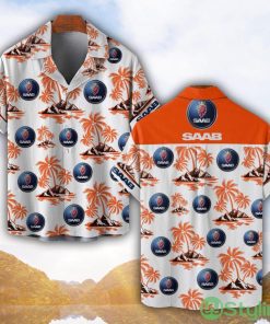 Saab Automobile Orange Coconut Pattern Combo 3D Hawaiian Shirt And Shorts Product Photo 1