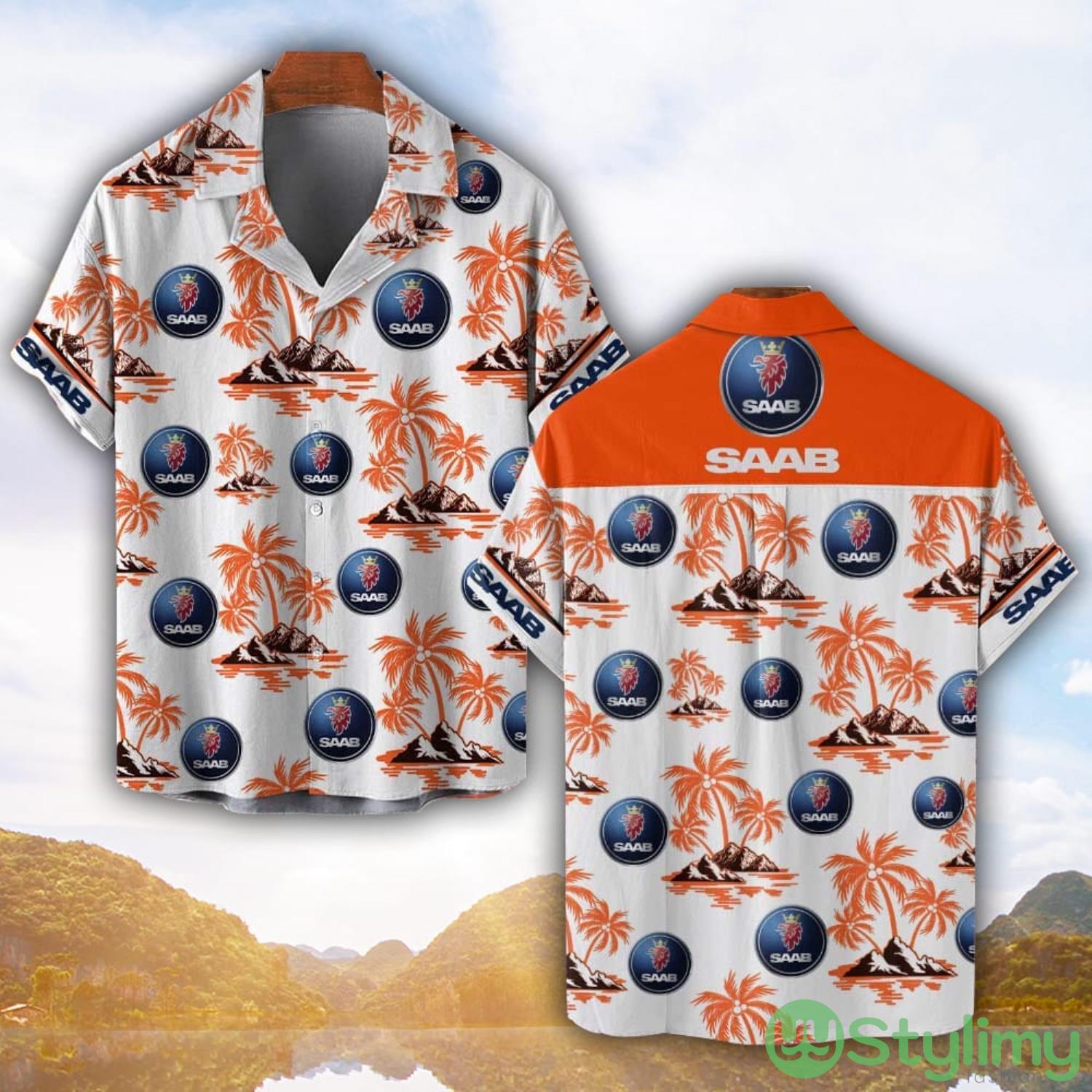 Saab Automobile Orange Coconut Pattern Combo 3D Hawaiian Shirt And Shorts 3 Saab Automobile Orange Coconut Pattern Combo 3D Hawaiian Shirt And Shorts Product Photo 1