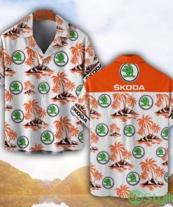 Skoda Auto Orange Coconut Pattern Combo 3D Hawaiian Shirt And Shorts Product Photo 1