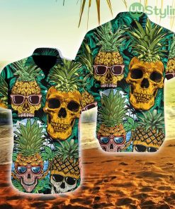 Skull Pineapple Tropical Leaf Hawaiian Shirt Product Photo 1