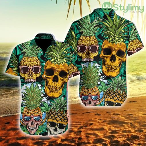 Skull Pineapple Tropical Leaf Hawaiian Shirt Product Photo 1