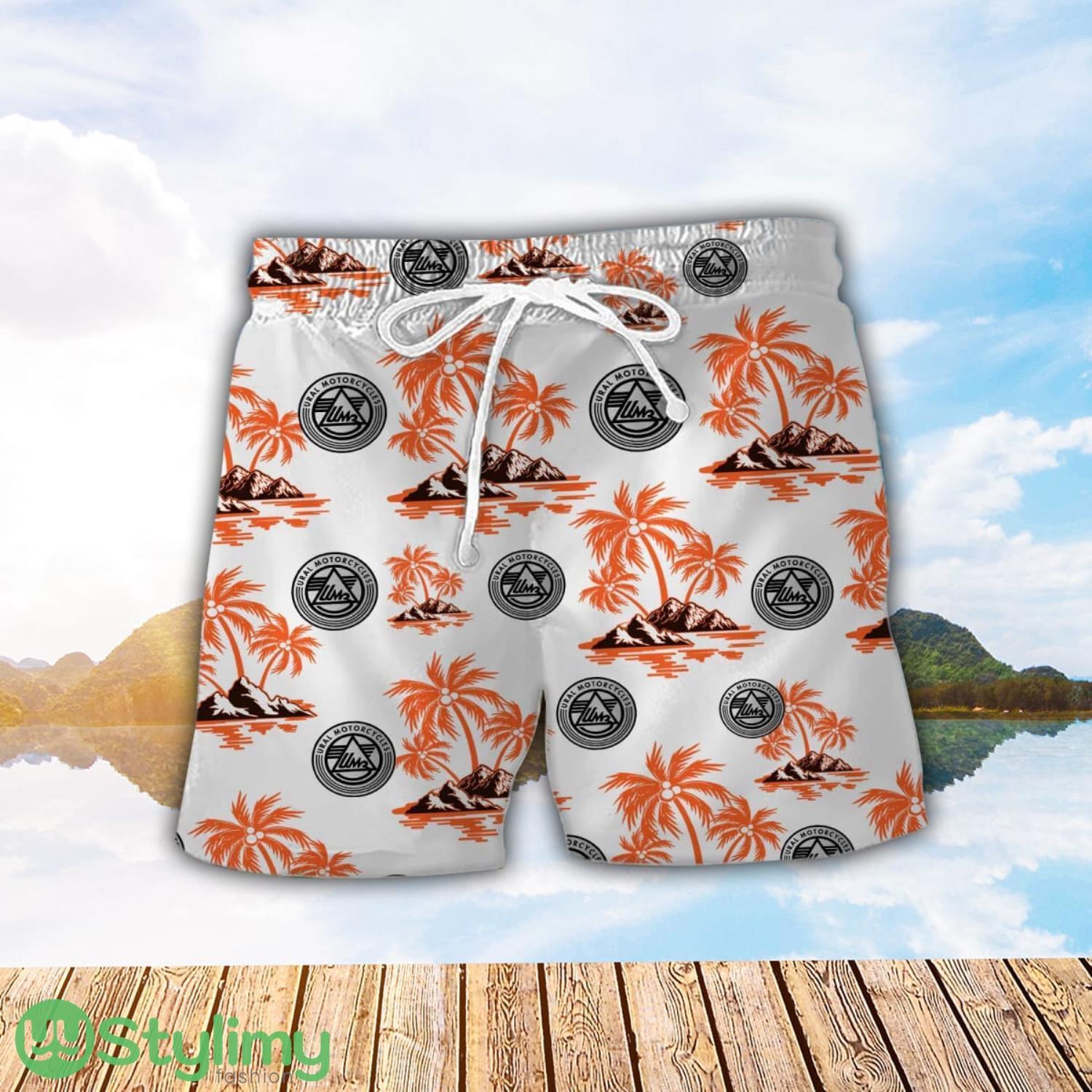 Ural Motorcycles Orange Coconut Pattern Combo 3D Hawaiian Shirt And Shorts 2 Ural Motorcycles Orange Coconut Pattern Combo 3D Hawaiian Shirt And Shorts Product Photo 2