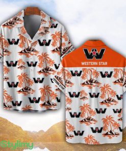 Western Star Orange Coconut Pattern Combo 3D Hawaiian Shirt And Shorts Product Photo 1