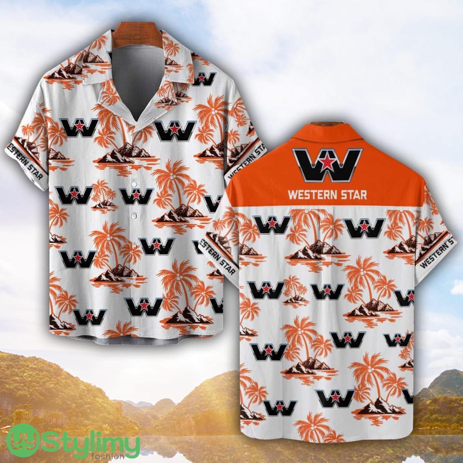Western Star Orange Coconut Pattern Combo 3D Hawaiian Shirt And Shorts 3 Western Star Orange Coconut Pattern Combo 3D Hawaiian Shirt And Shorts Product Photo 1