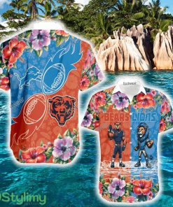 Chicago Bears VS Detroit Lions Resort Logo All Over Print Hawaiian Shirt For Men And Women - Chicago Bears VS Detroit Lions Resort Logo All Over Print Hawaiian Shirt For Men And Women