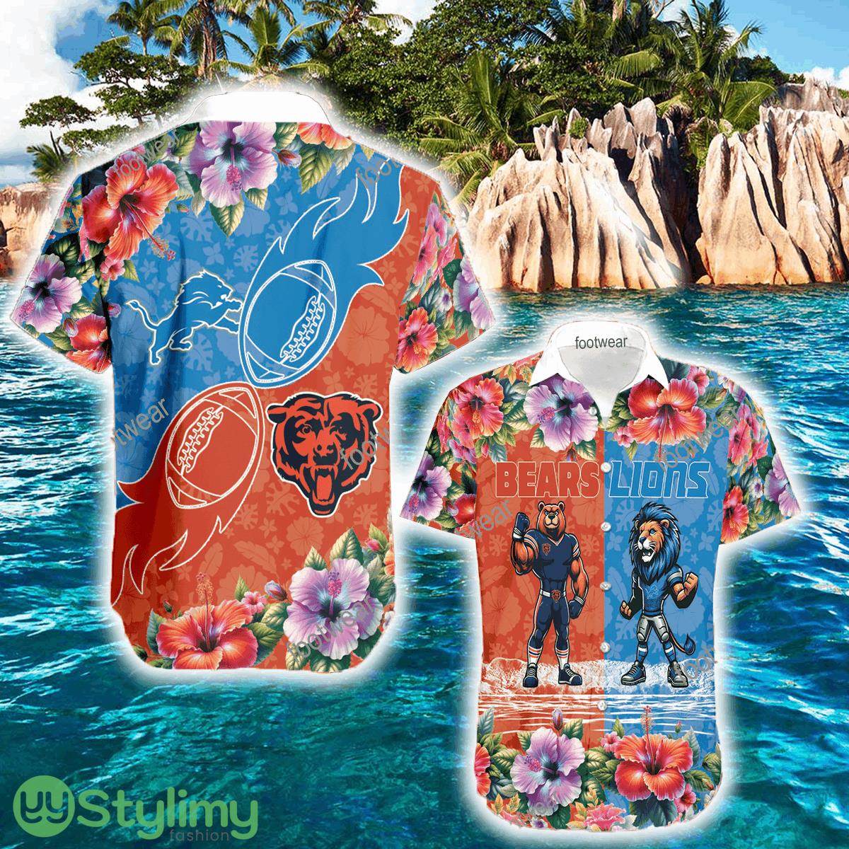 Chicago Bears VS Detroit Lions Resort Logo All Over Print Hawaiian Shirt For Men And Women 2 Chicago Bears VS Detroit Lions Resort Logo All Over Print Hawaiian Shirt For Men And Women - Chicago Bears VS Detroit Lions Resort Logo All Over Print Hawaiian Shirt For Men And Women